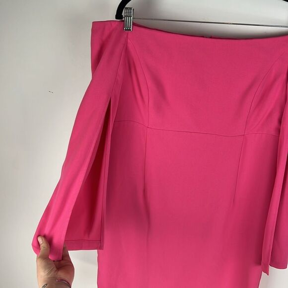 Bardot Dress Women's 10/Large Ava Hot Pink BarbieCore Statement Sleeves Mini - Picture 11 of 16